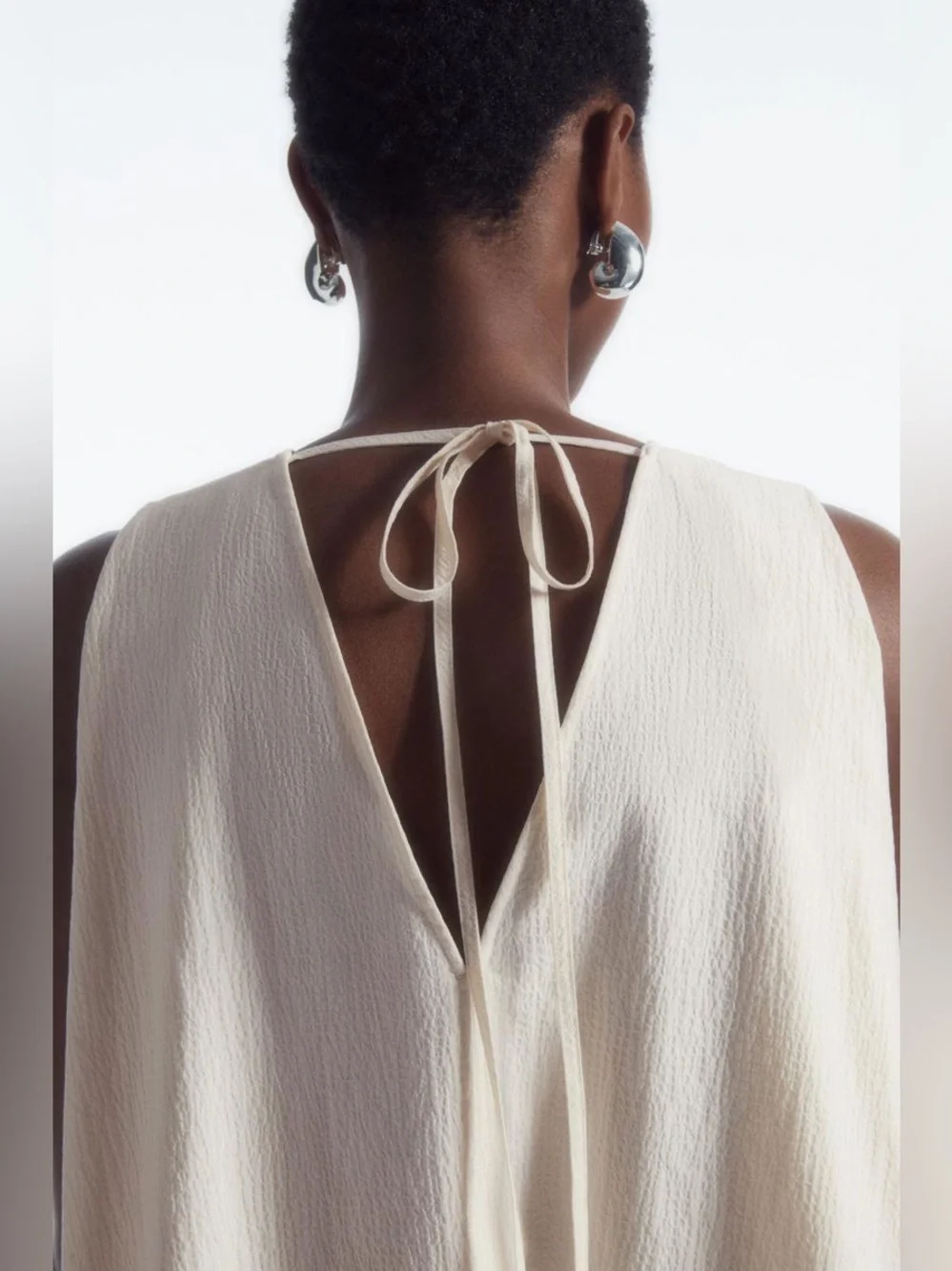 COS A-Line Sleeveless Mini Dress cream off white size 10 Lagenlook quiet luxury